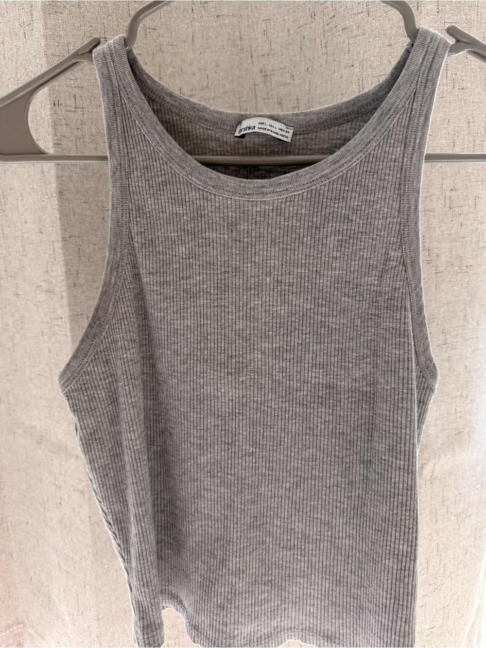 Bershka Ribbed Tank Top - Gray